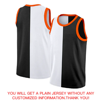 Custom Black White-Orange Split Fashion Tops Basketball Jersey - Image 4