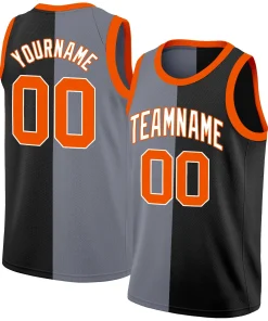 Custom Black Orange-White Split Fashion Tops Basketball Jersey