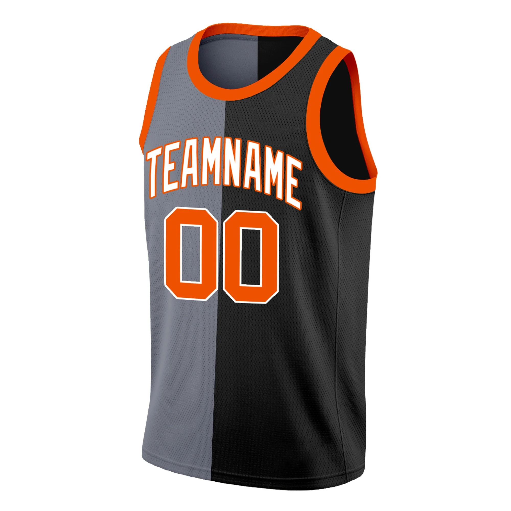Custom Black Orange-White Split Fashion Tops Basketball Jersey - Image 3