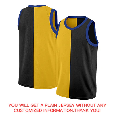 Custom Black Yellow-Navy Split Fashion Tops Basketball Jersey - Image 4