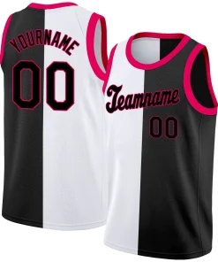 Custom Black White-Pink Split Fashion Tops Basketball Jersey