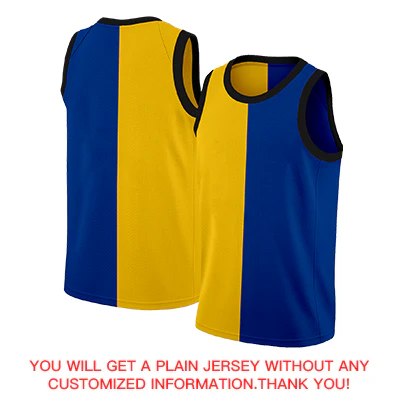 Custom Yellow Blue-White Split Fashion Tops Basketball Jersey - Image 4