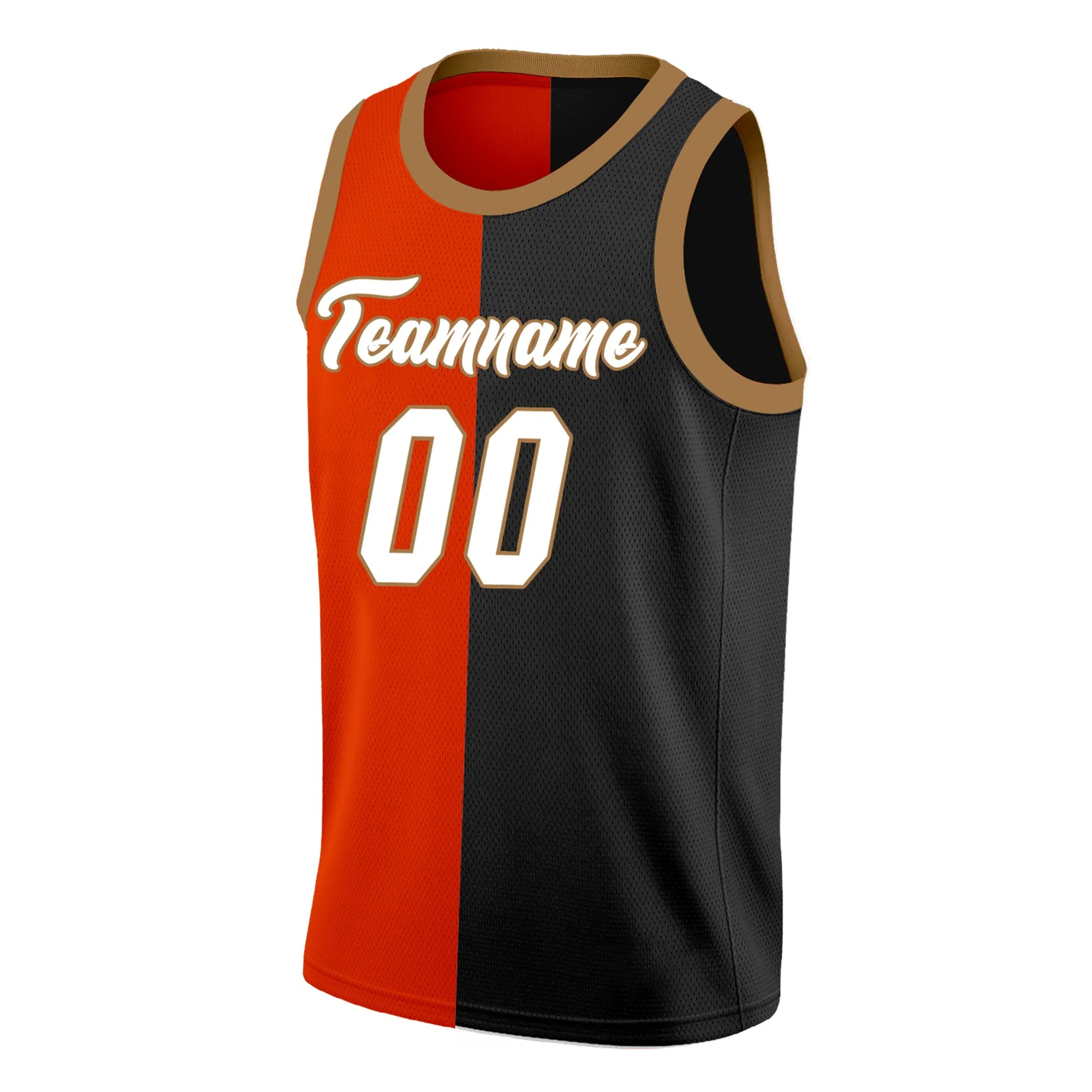 Custom Red Black-White Split Fashion Tops Basketball Jersey - Image 3
