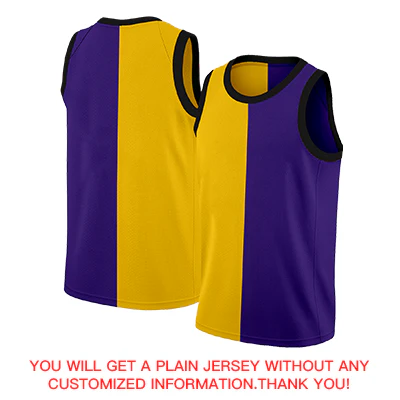 Custom Yellow Purple-Black Split Fashion Tops Basketball Jersey - Image 4
