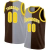 Custom Brown Yellow-White Split Fashion Tops Basketball Jersey