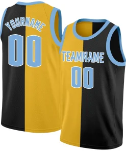 Custom Yellow Black Split Fashion Tops Basketball Jersey