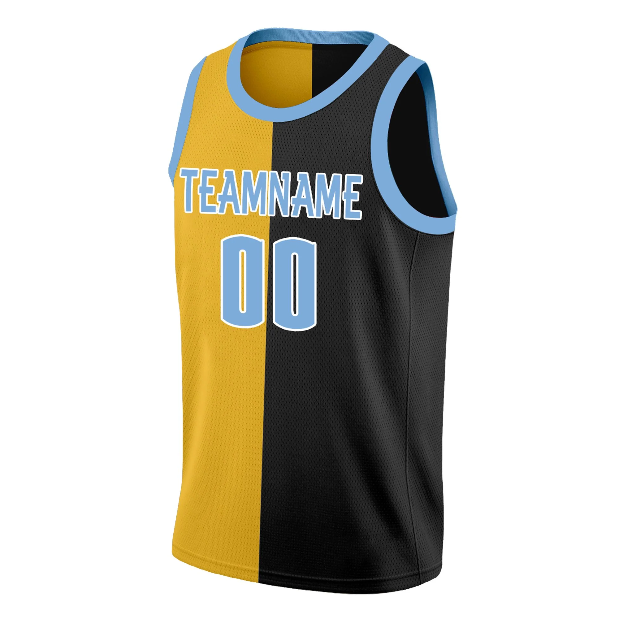 Custom Yellow Black Split Fashion Tops Basketball Jersey - Image 3