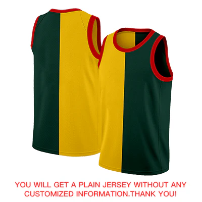 Custom Yellow Green-Red Split Fashion Tops Basketball Jersey - Image 4