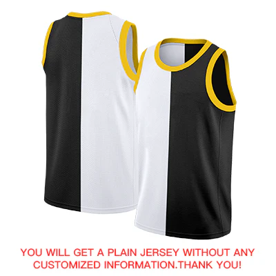 Custom White Black-Yellow Split Fashion Tops Basketball Jersey - Image 4