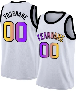 Custom White Purple-Black Gradient Fashion Tops Basketball Jersey