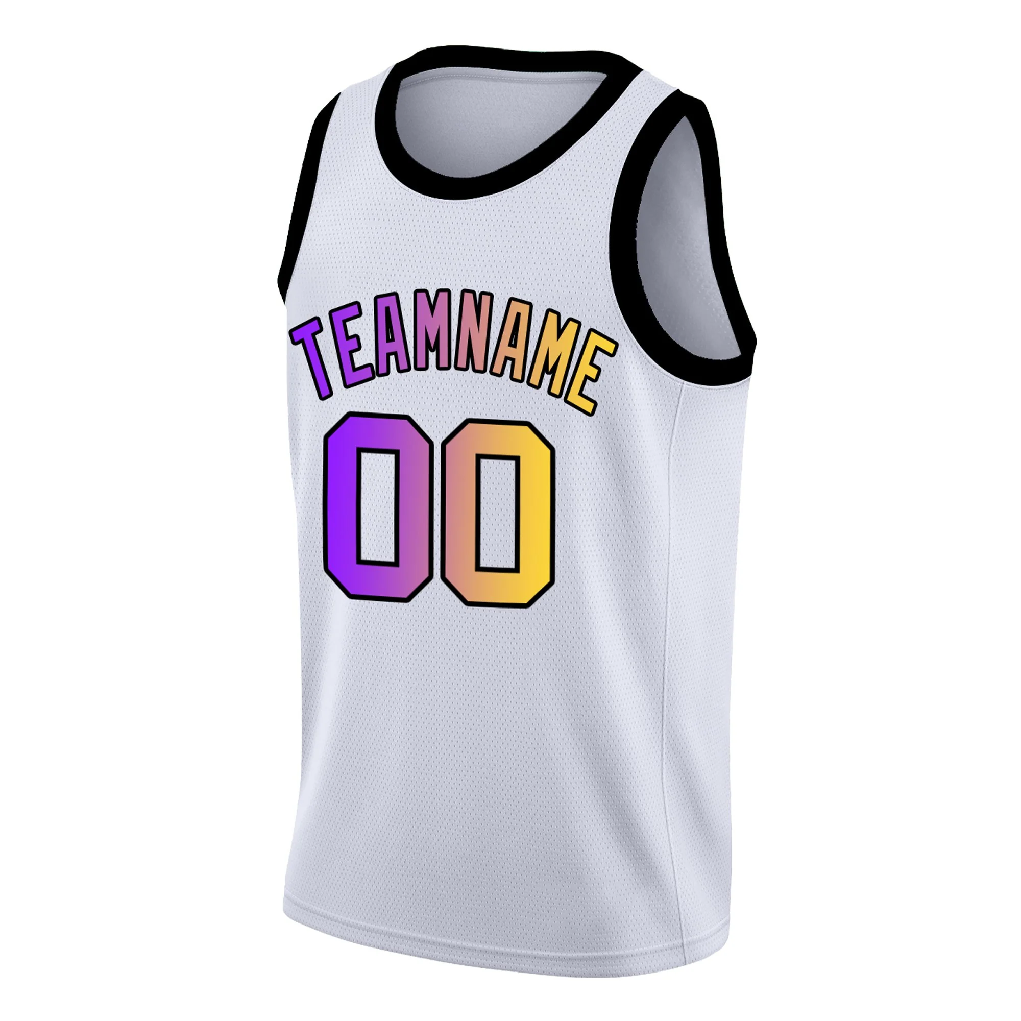 Custom White Purple-Black Gradient Fashion Tops Basketball Jersey - Image 3