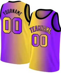 Custom Yellow Purple Gradient Fashion Tops Basketball Jersey