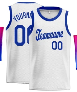Custom White Royal Classic Tops Athletic Basketball Jersey