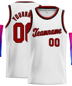 Custom White Red-Black Classic Tops Sport Game Basketball Jersey