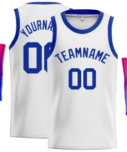 Custom White-Royal Classic Tops Men/Boy Basketball Jersey