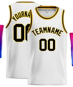 Custom White Black-Yellow Classic Tops Sport Game Basketball Jersey