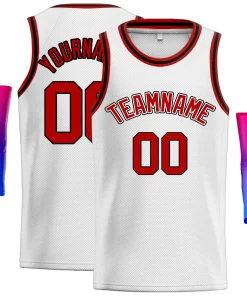 Custom White Red-Black Classic Tops Sport Game Basketball Jersey
