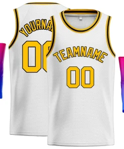 Custom White Gold-Black Classic Tops Authentic Basketball Jersey