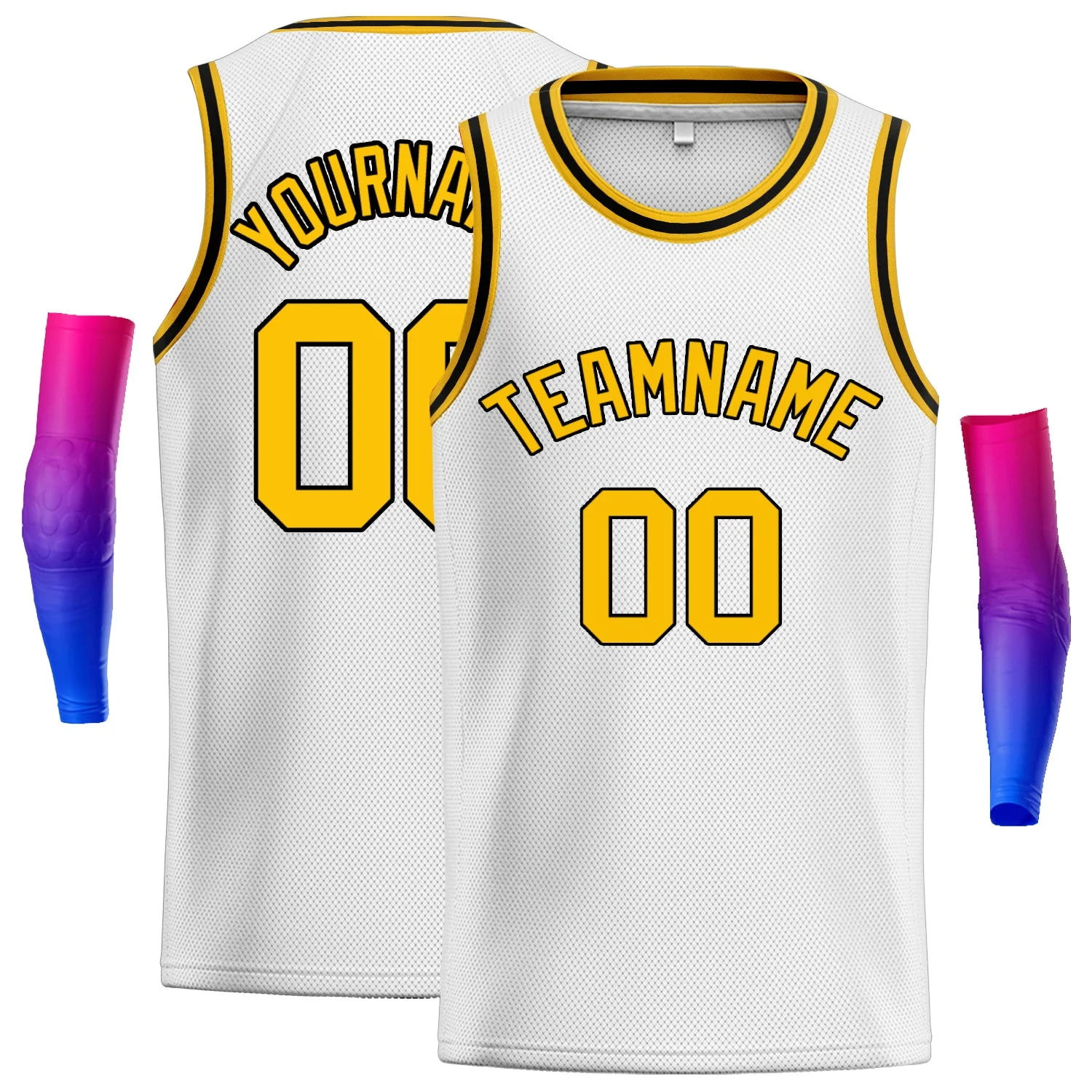 Custom White Gold-Black Classic Tops Authentic Basketball Jersey