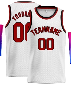 Custom White Red Classic Tops Sport Game Basketball Jersey