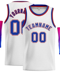 Custom White Royal-Red Classic Tops Athletic Basketball Jersey