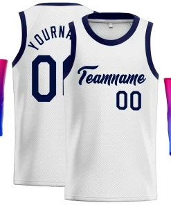 Custom White Navy Classic Tops Authentic Basketball Jersey