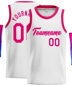 Custom White Pink Classic Tops Fashion Sportwear Basketball Jersey