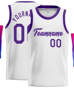 Custom White Purple Classic Tops Men Casual Basketball Jersey