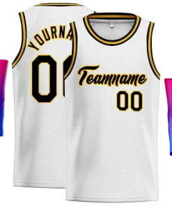 Custom White Black-Yellow Classic Tops Men Casual Basketball Jersey