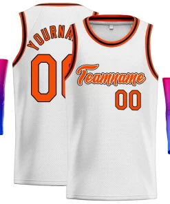 Custom White Orange-Black Classic Tops Fashion Sportwear Basketball Jersey