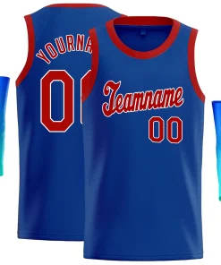 Custom Blue Red-White Classic Tops Men/Boy Athletic Basketball Jersey