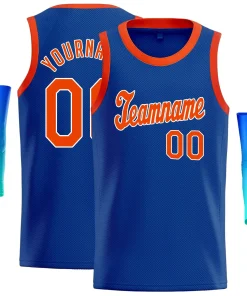 Custom Blue Orange-White Classic Tops Tank Top Basketball Jersey