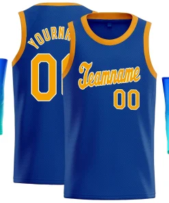 Custom Blue Yellow-White Classic Tops Men/Boy Athletic Basketball Jersey