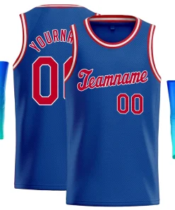 Custom Blue Red-White Classic Tops Athletic Basketball Jersey