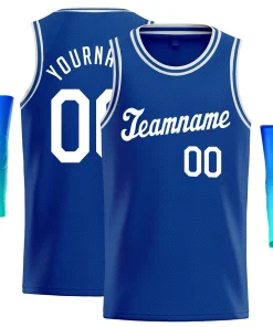 Custom Blue White Classic Tops Athletic Basketball Jersey