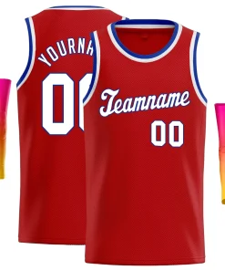 Custom Red White-Royal Classic Tops Athletic Basketball Jersey