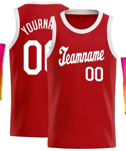 Custom  Red White Classic Tops Men/Boy Athletic Basketball Jersey