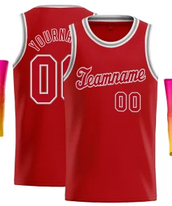 Custom Red Gray-White Classic Tops Athletic Casual Basketball Jersey