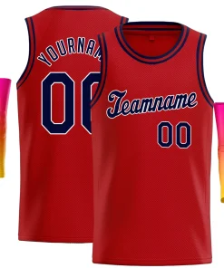 Custom Red Navy White-Navy Classic Tops Basketball Jersey