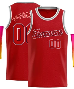 Custom Red White Gray-White Classic Tops Basketball Jersey