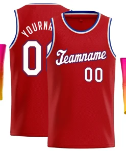 Custom Red White-Royal Classic Tops Athletic Basketball Jersey