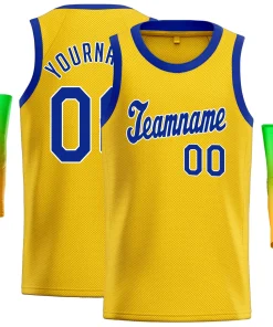 Custom Yellow Royal-White Classic Tops Men/Boy Basketball Jersey