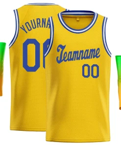 Custom Yellow Royal-White Classic Tops Men/Boy Athletic Basketball Jersey