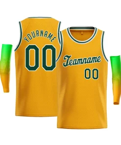 Custom Yellow Green-White Classic Tops Men/Boy Basketball Jersey