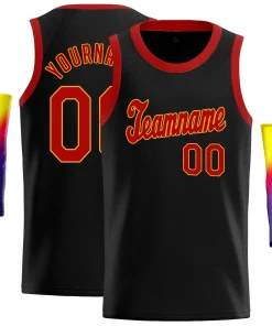 Custom Black Red-Yellow Classic Tops Breathable Basketball Jersey