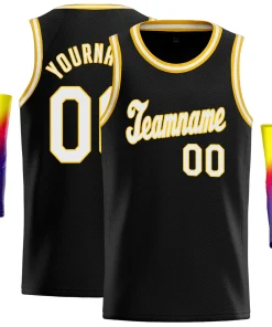 Custom Black White-Yellow Classic Tops Sport Game Basketball Jersey