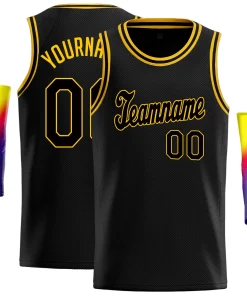 Custom Black Black-Yellow Classic Tops Sport Game Basketball Jersey