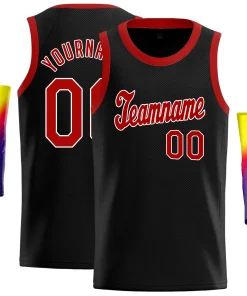 Custom Black Red-White Classic Tops Men Casual Basketball Jersey