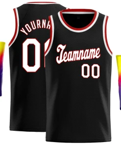 Custom Black White-Red Classic Tops Men Casual Basketball Jersey