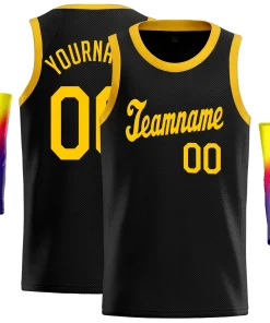 Custom Black Yellow Classic Tops Sport Game Basketball Jersey